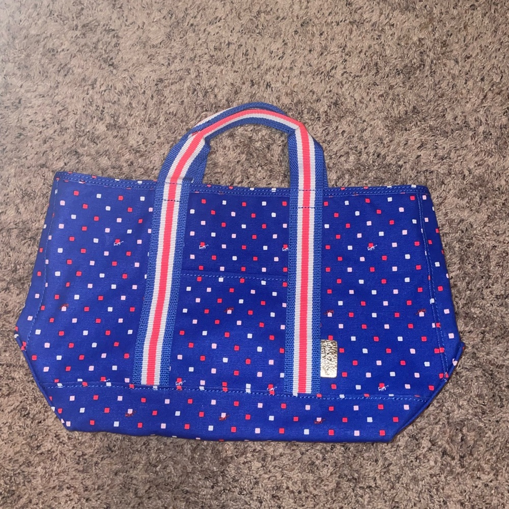 Lilly Pulitzer Mini Mercato Tote Borealis Blue Lilly Squared 10.5 x 16.5”